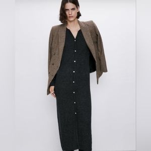 Zara women's ribbed knit long sleeve midi dress, size S